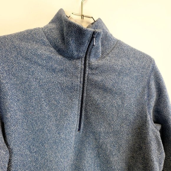 J. CREW Blue Gym Fleece Sweatshirt Top MEDIUM Quarter Zip Pullover Athleisure - Picture 3 of 7